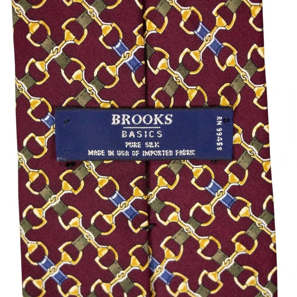 Brooks‎ Brothers Mens Red Equestrian Horse Bit Neck Tie 100% Silk Made in USA